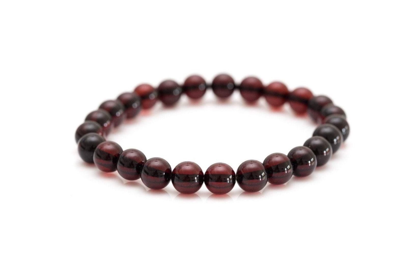 Cherry Red Amber Sphere Bead Bracelet - Selectique