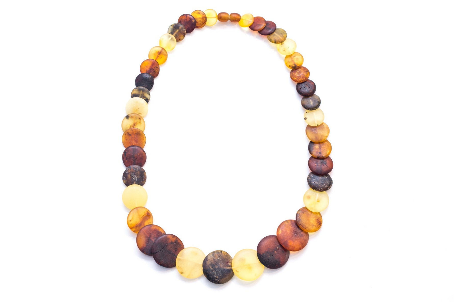 Colourful Amber Necklace - Round Amber Bead Necklace - Selectique
