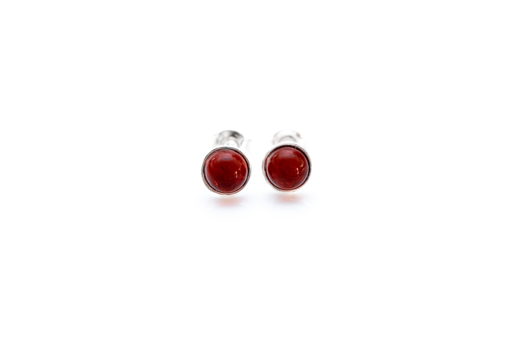 ESSENTIALS Mini Cherry Red Amber Stud Earrings - Selectique
