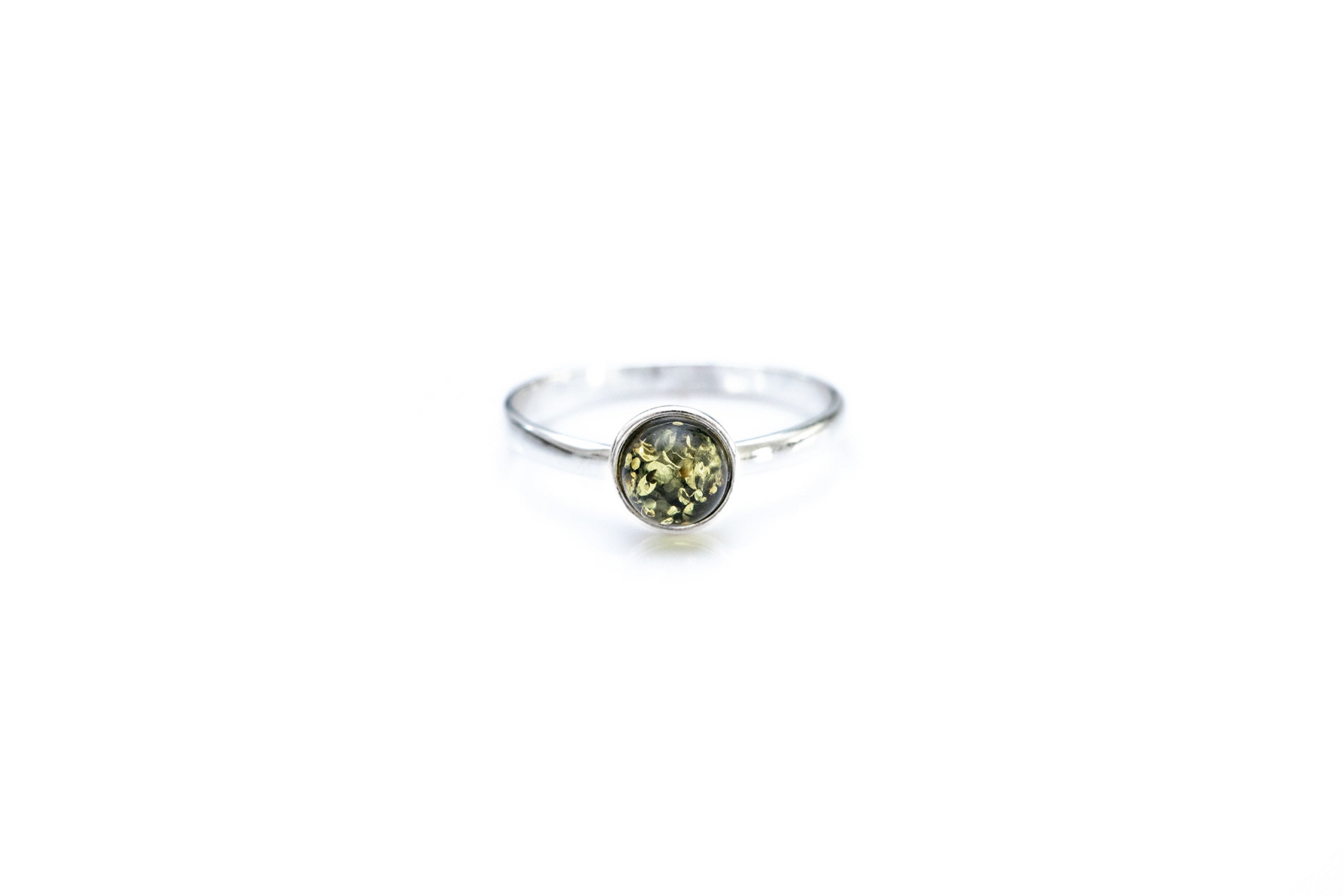 ESSENTIALS Mini Green Amber Stacking Ring - Selectique