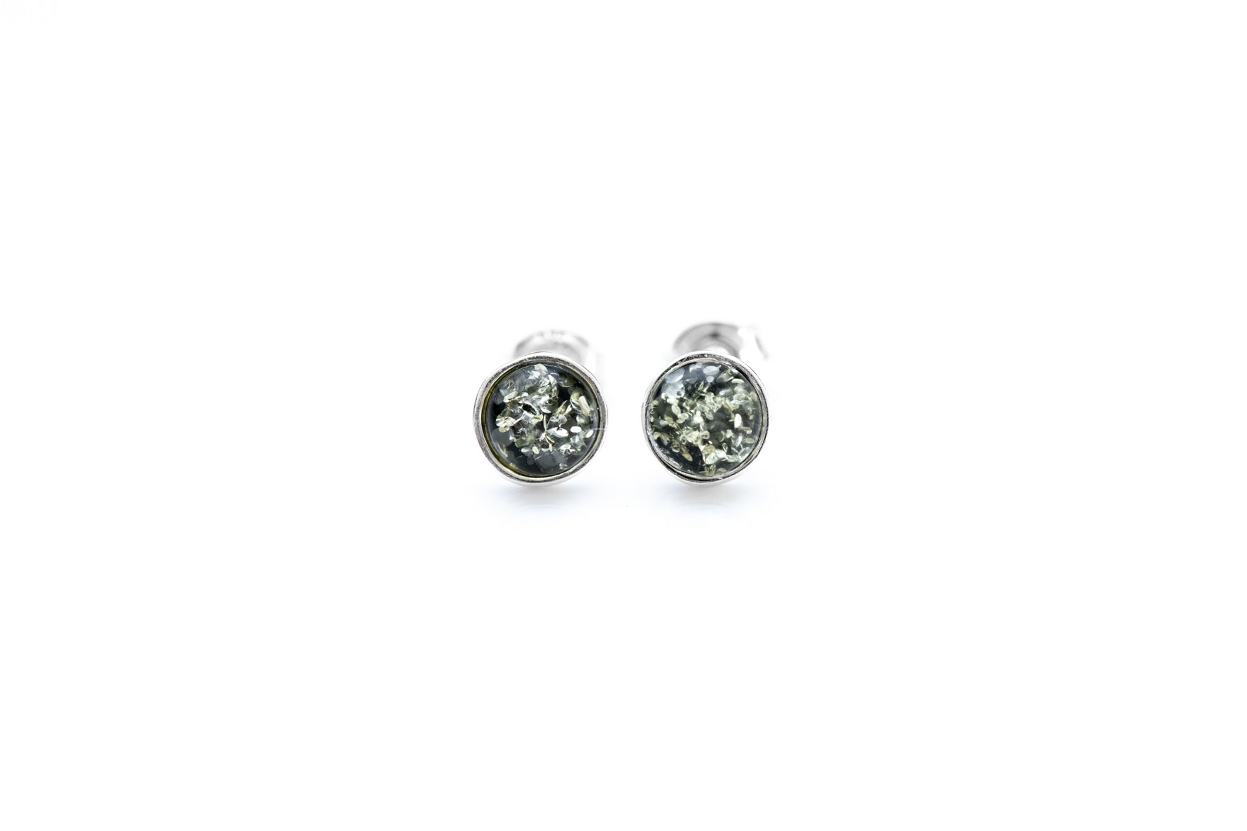 ESSENTIALS Mini Green Amber Stud Earrings - Selectique