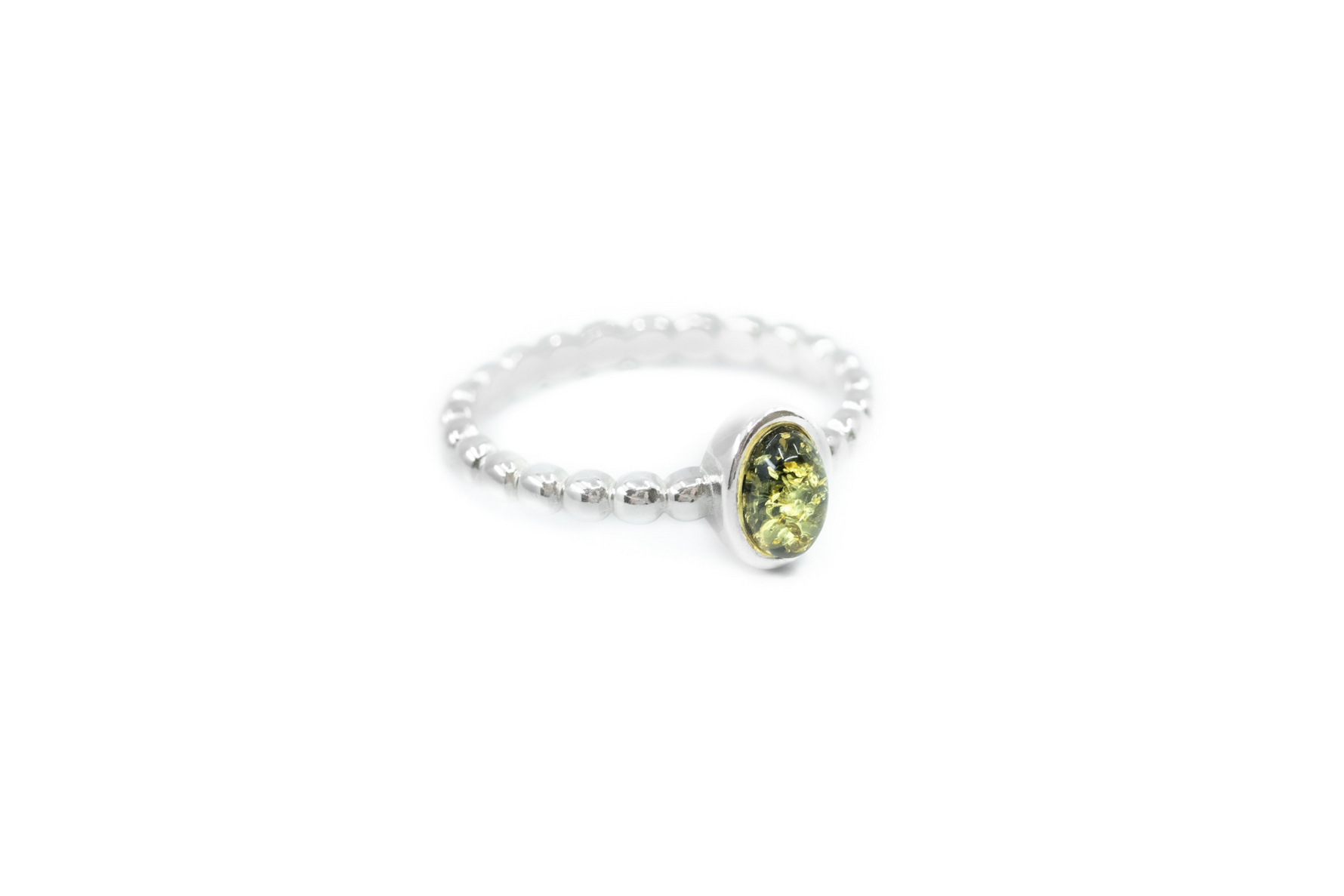Green Amber Bubble Stacking Ring - Selectique