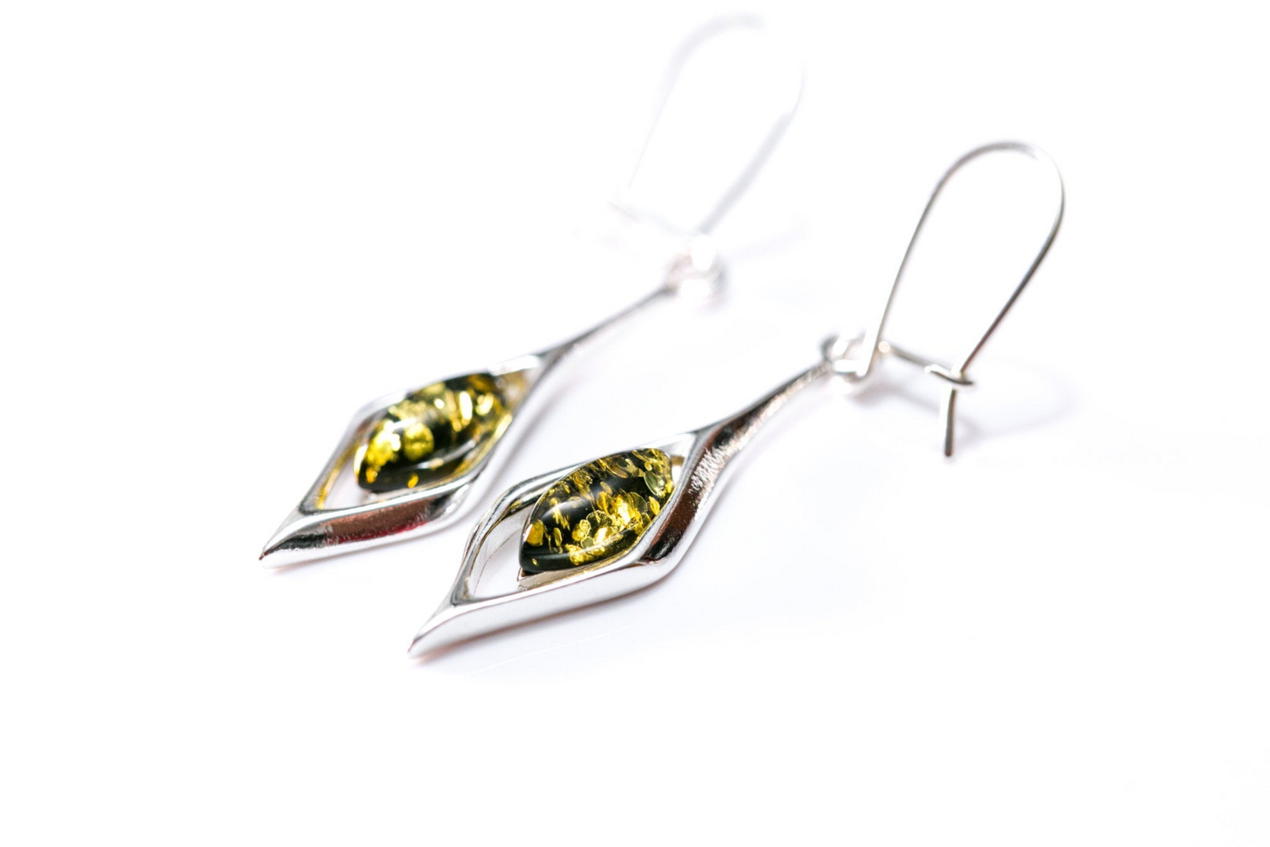 Green Amber Droplet Earrings - Selectique