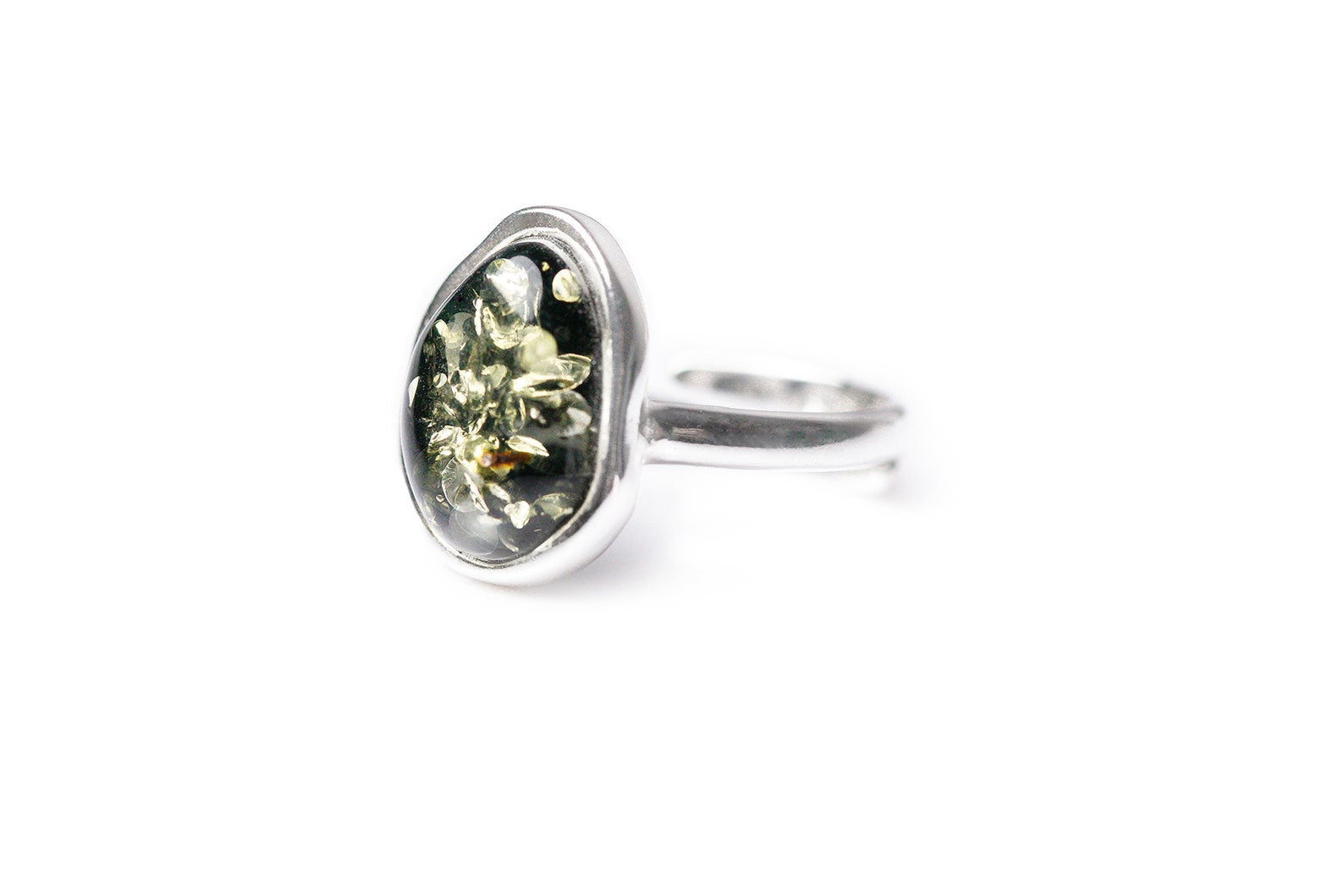 Green Amber ELEMENT Solitaire Adjustable Ring - Selectique