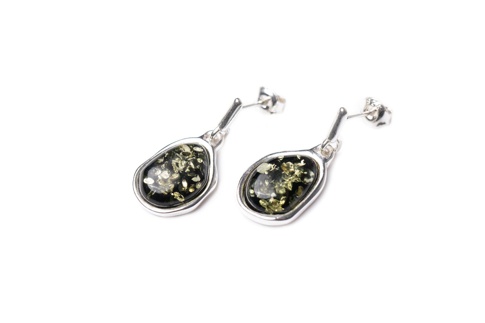 Green Amber ELEMENTS Drop Earrings - Selectique