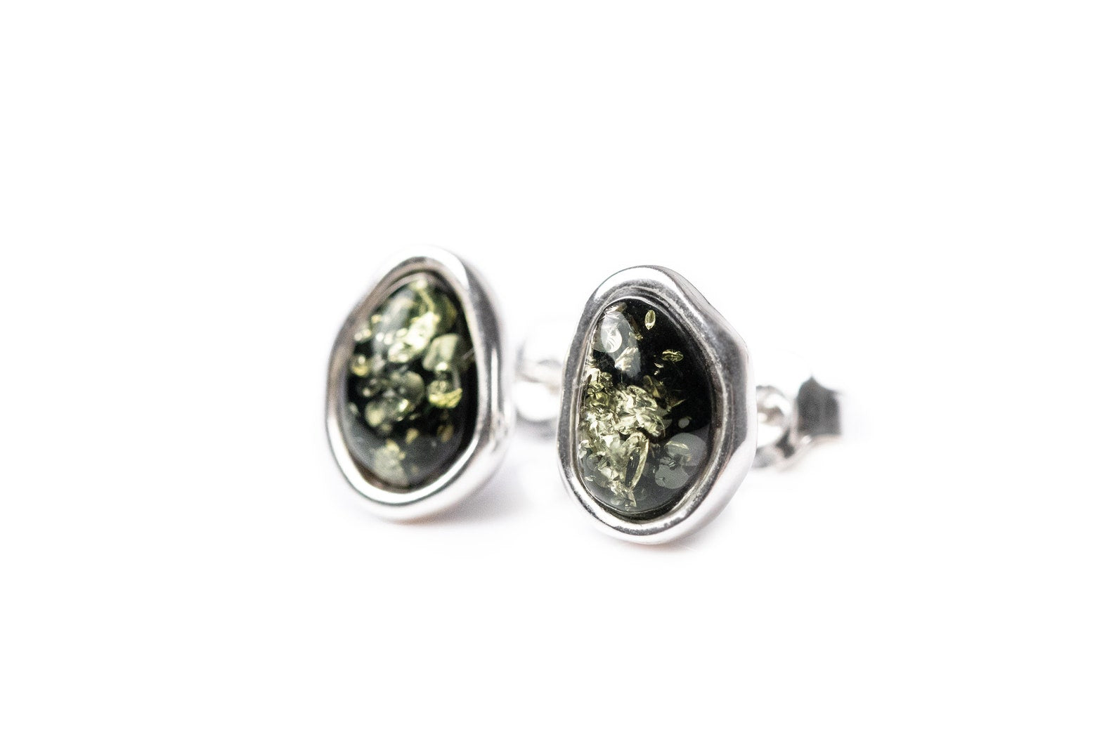 Green Amber ELEMENTS Stud Earrings - Selectique