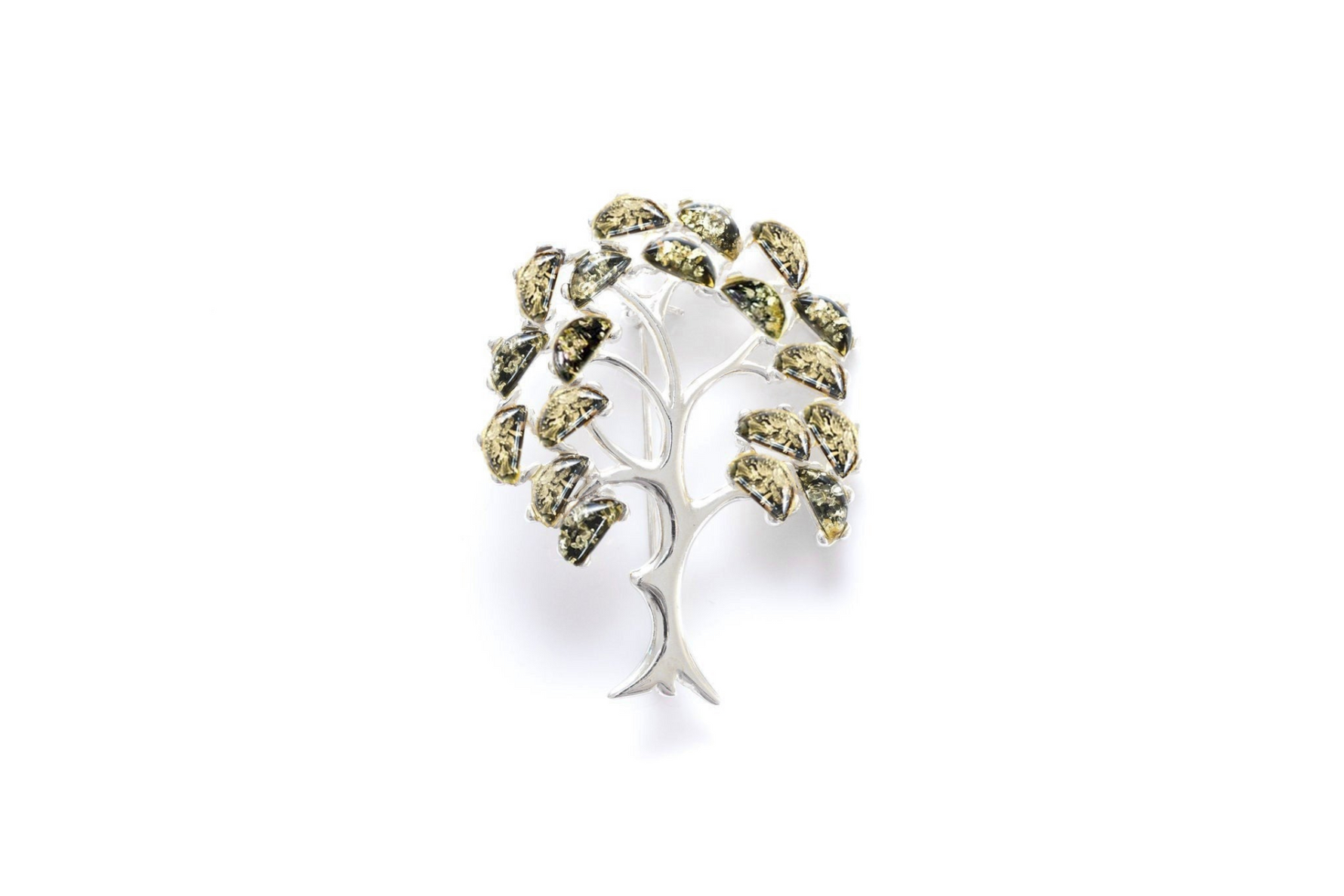 Green Amber Tree of Life Brooch - Selectique