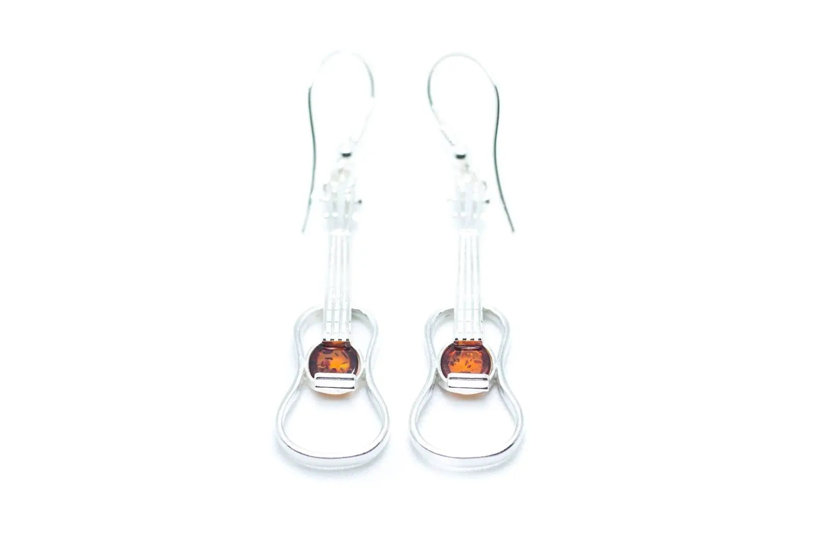 Amber & Silver Guitar Earrings - Selectique