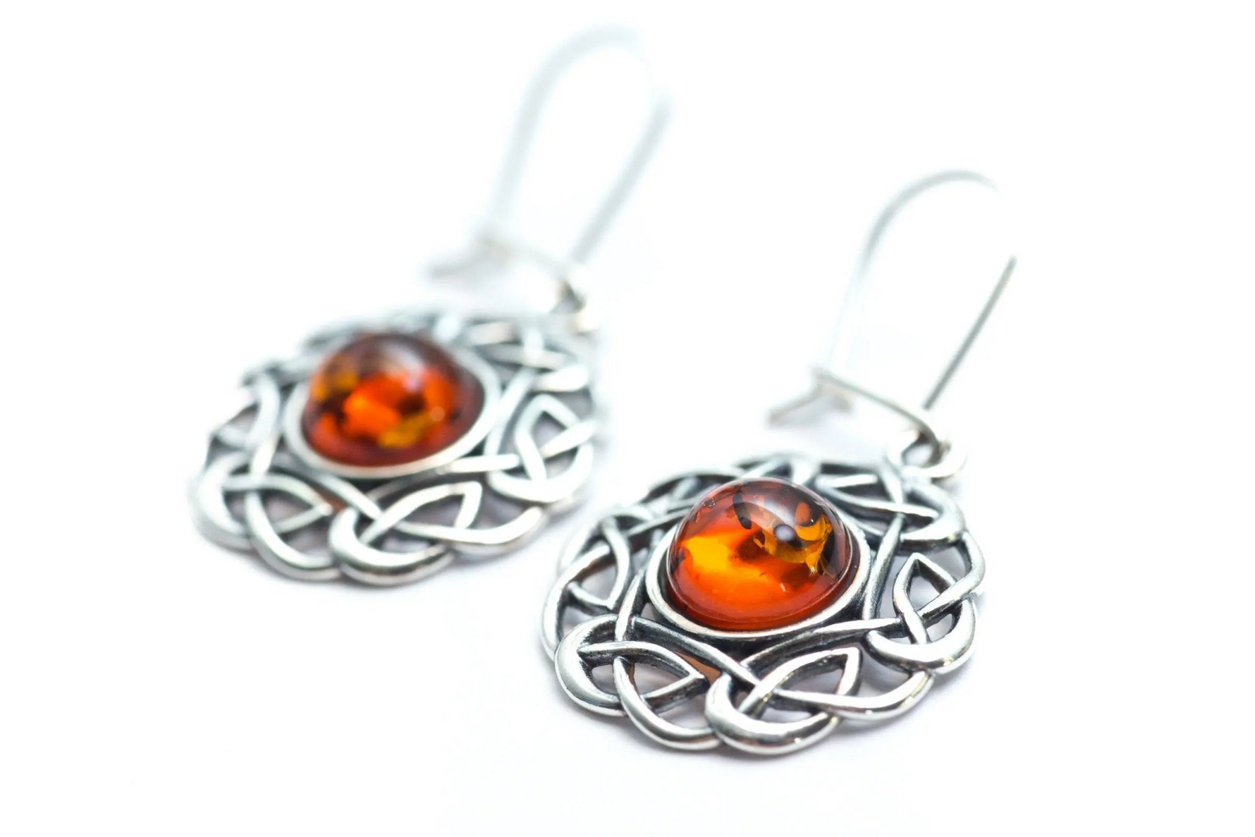 Amber Celtic Pattern Earrings - Selectique