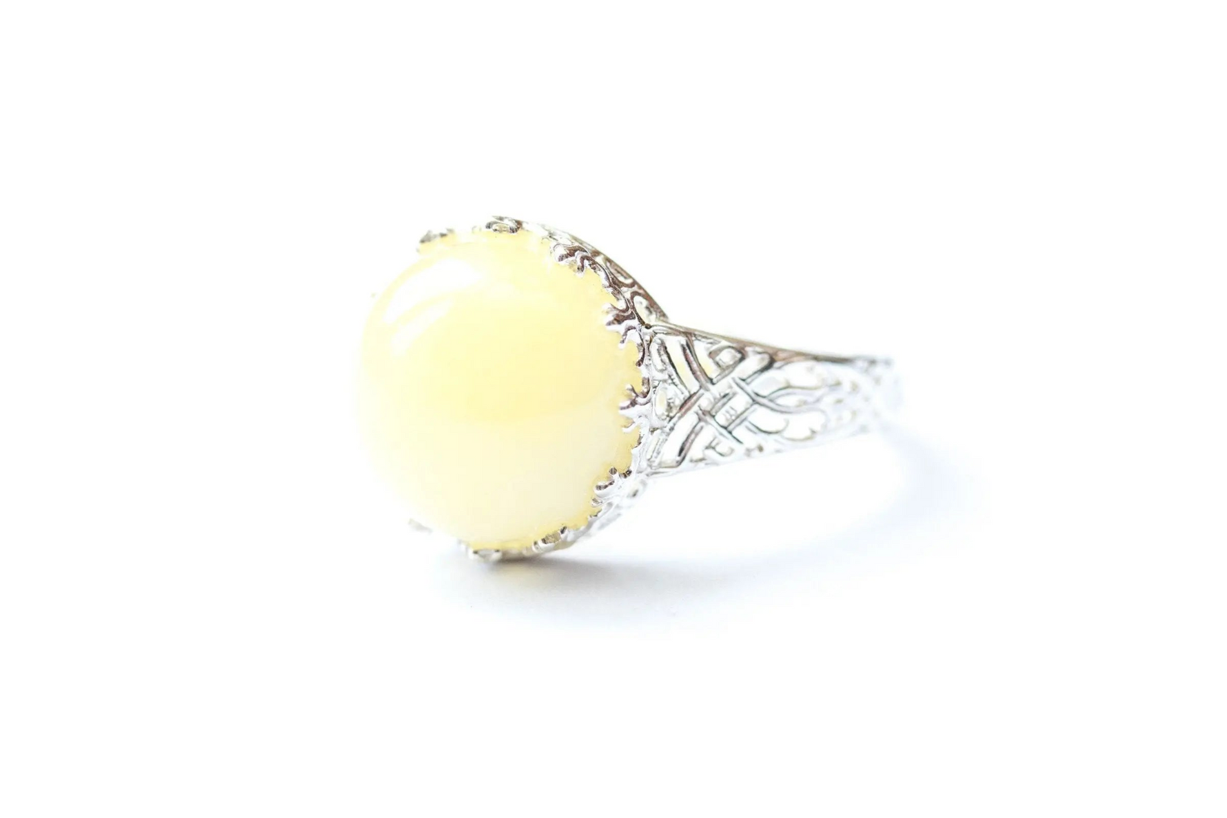 Princess Crown Butterscotch Amber Ring - Selectique