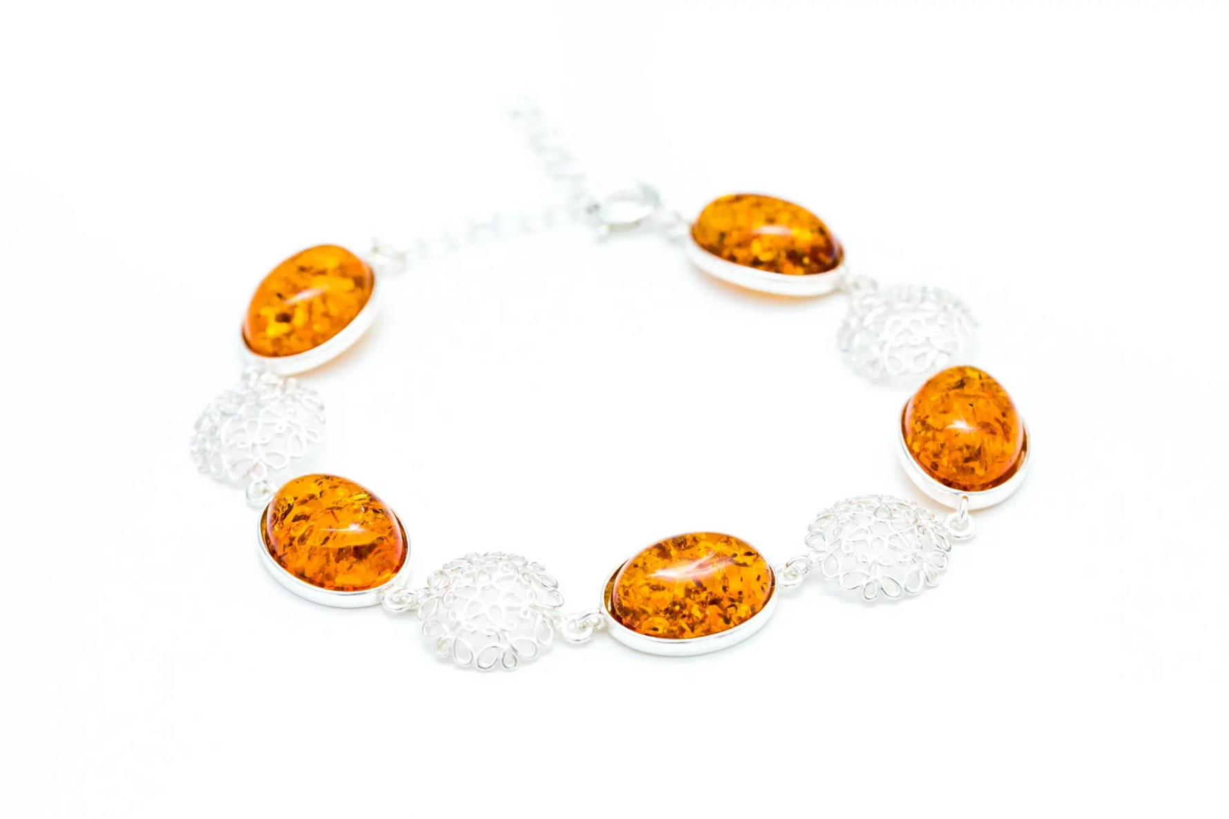 Alternating Filigree Statement Amber Bracelet - Selectique