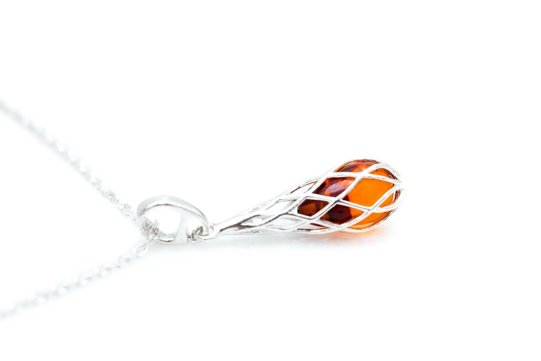 Caged Teardrop Amber Pendant - Selectique