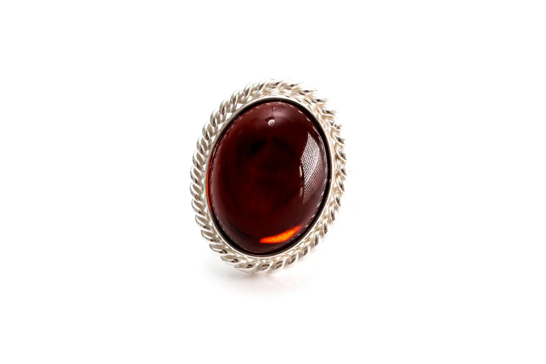 Cherry Red Amber Quintessence Statement Ring - Selectique