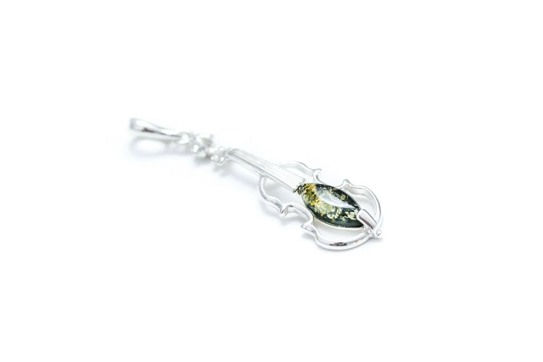 Green Amber Violin Pendant - Selectique