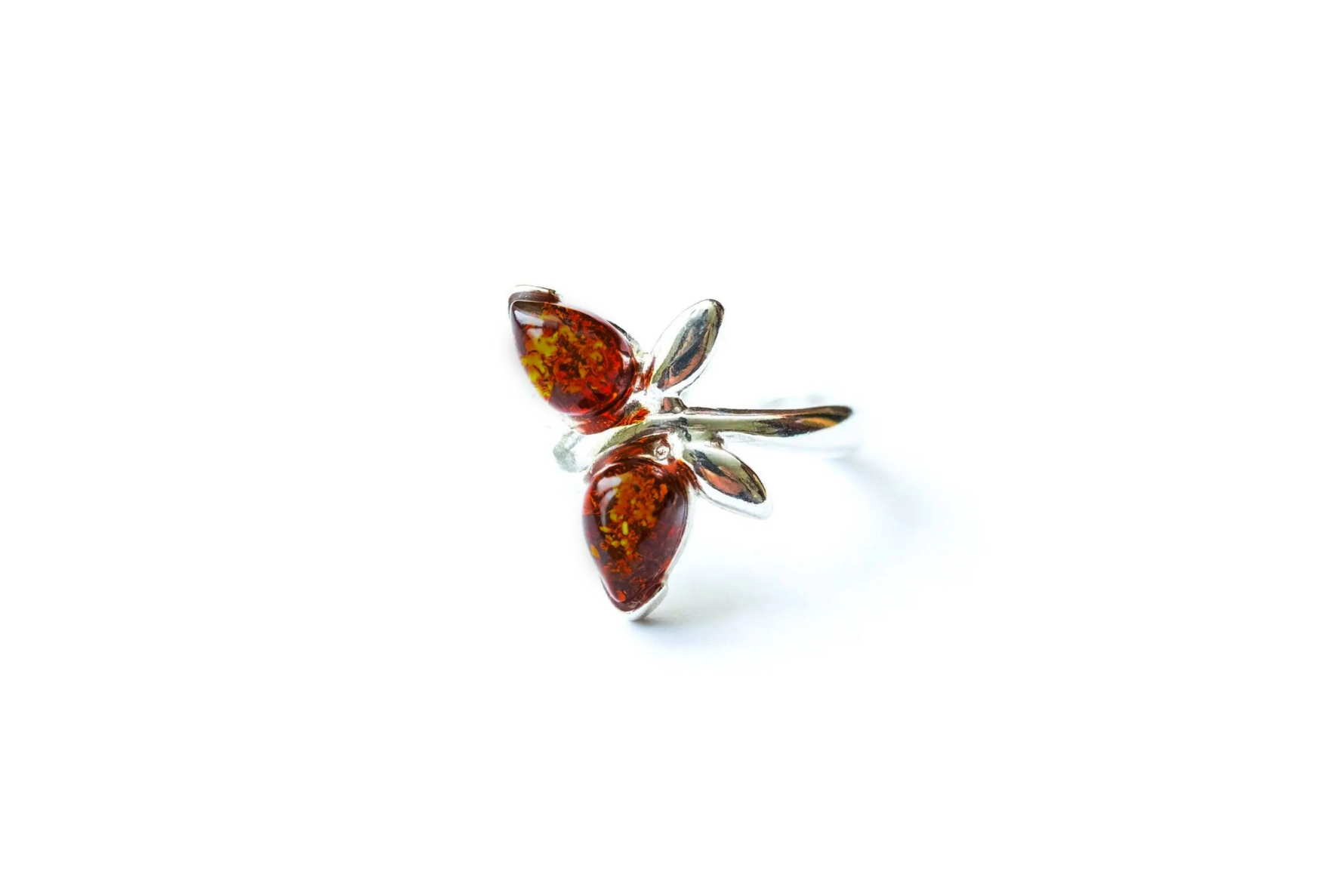 Cherry Amber Butterfly Midi Ring - Selectique