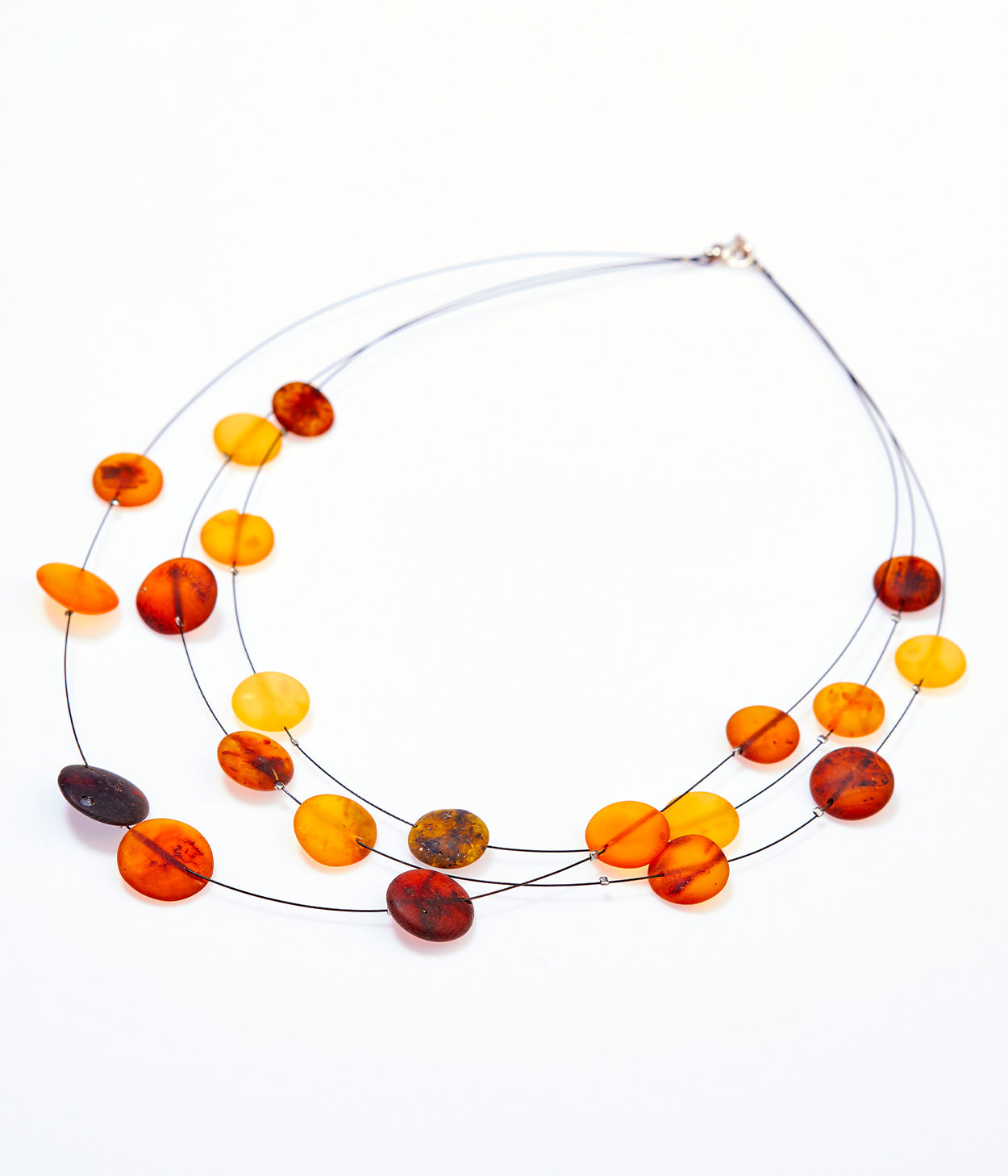 RAW Layered Colourful Amber Discs necklace - Selectique