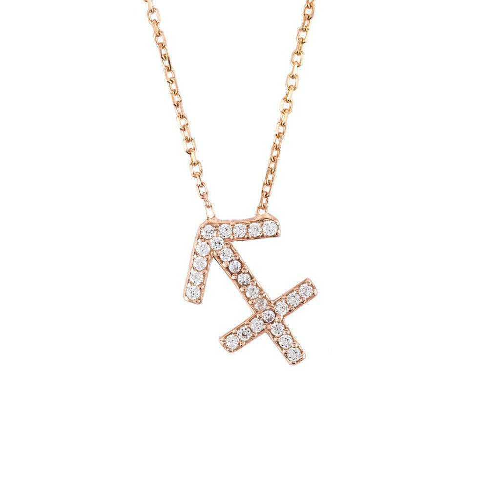 Zodiac Star Sign Pendant Necklace Rose Gold Sagittarius.