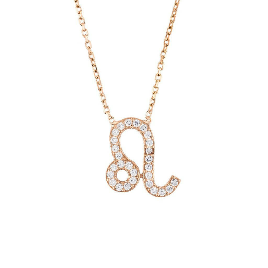 Zodiac Star Sign Pendant Necklace Rose Gold Leo.