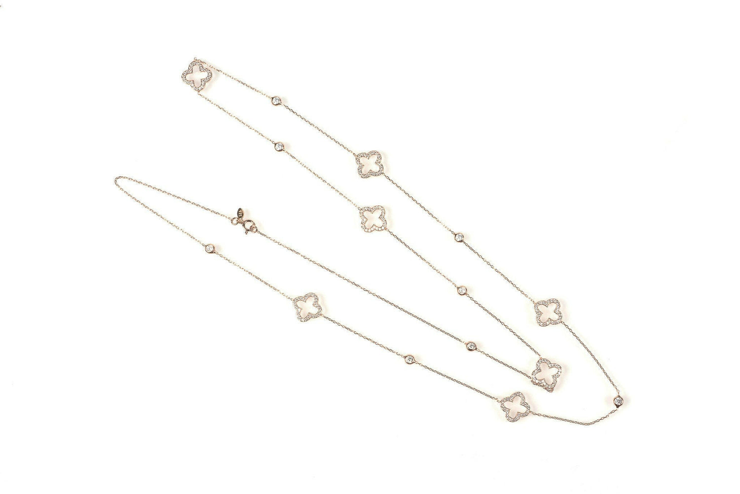 Open Clover Long Necklace Rosegold.