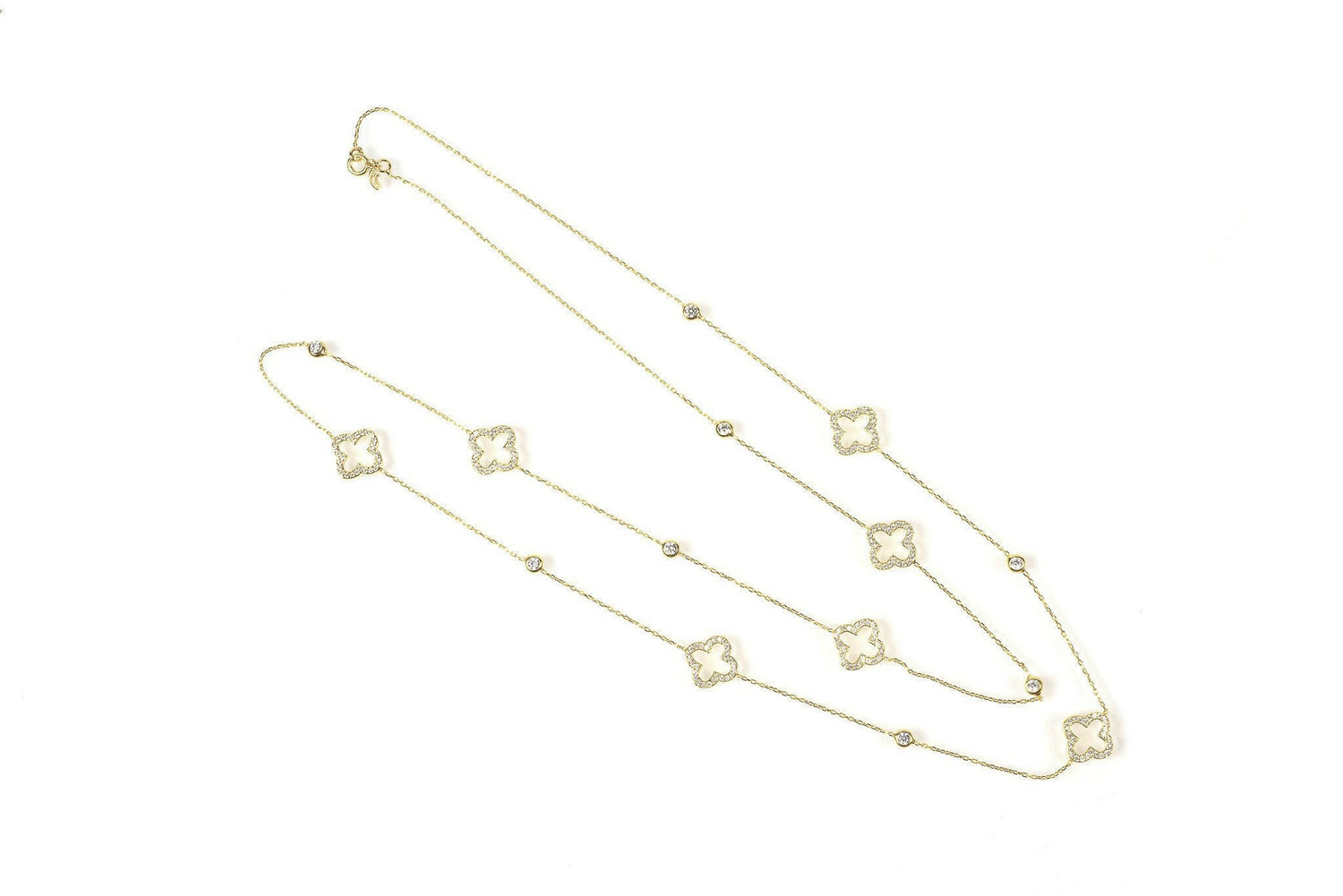 Open Clover Long Necklace Gold.