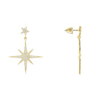 Petite Star Burst Drop Earrings Gold.