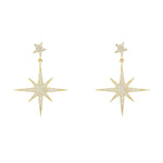 Petite Star Burst Drop Earrings Gold.