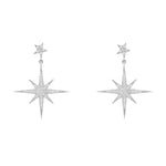 Petite Star Burst Drop Earrings Silver.