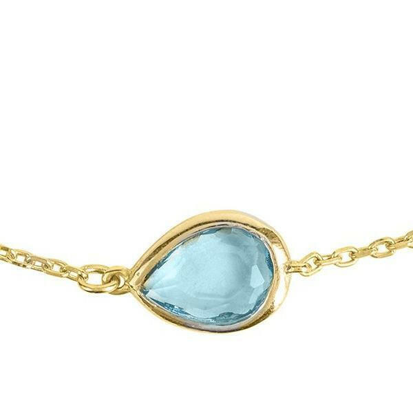 Pisa Mini Teardrop Bracelet Gold Blue Topaz.