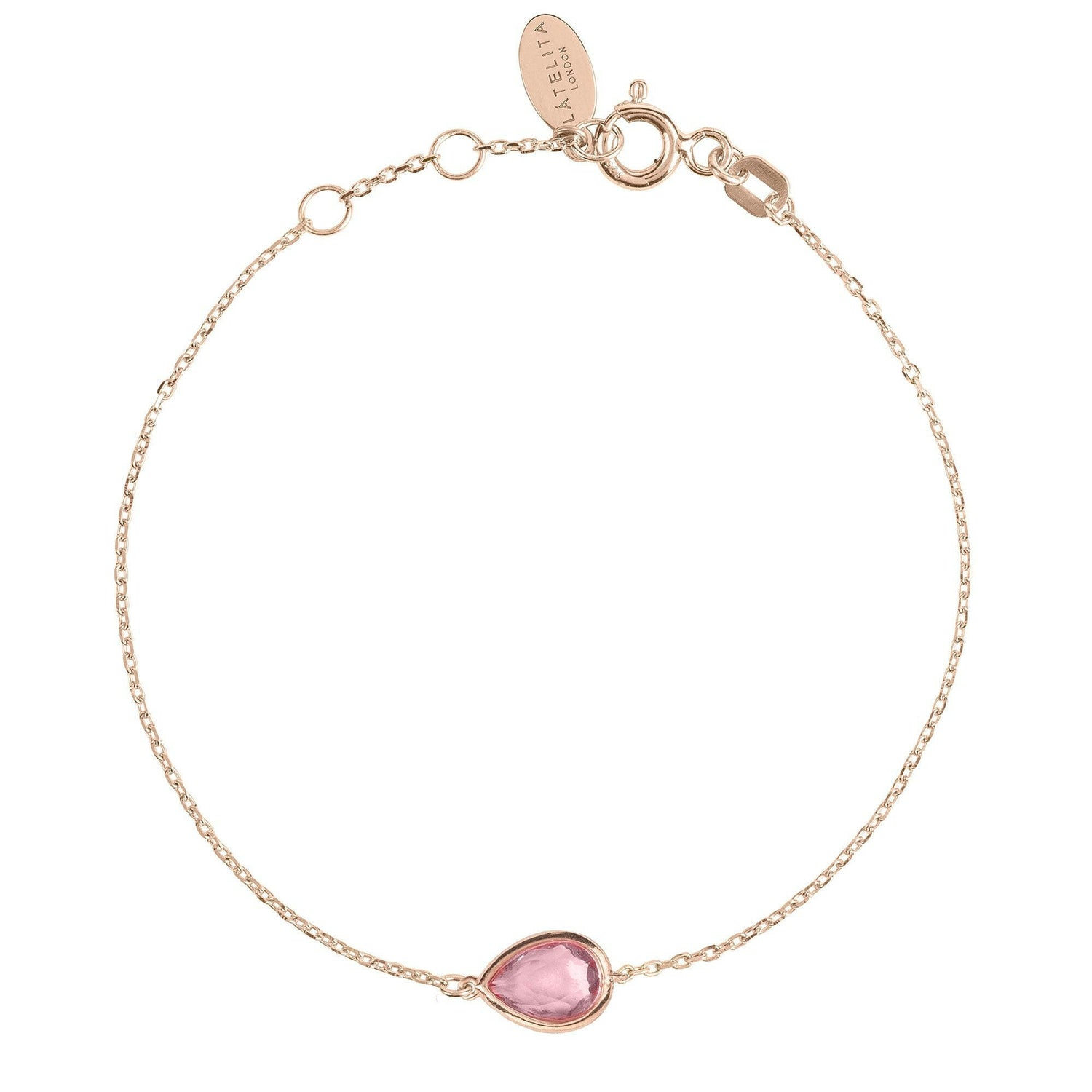 Pisa Mini Teardrop Bracelet Rosegold Pink Tourmaline.