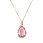 Pisa Mini Teardrop Necklace Rosegold Pink Tourmaline.