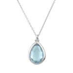 Pisa Mini Teardrop Necklace Silver Blue Topaz.