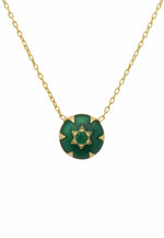 Star Of David Green Enamel Necklace Gold.