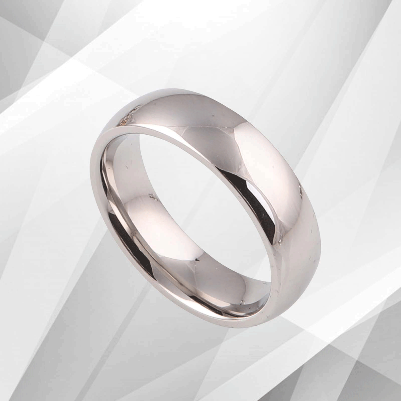 6mm Men’s Wedding Anniversary Titanium Band Ring Sparkling 18Ct White.