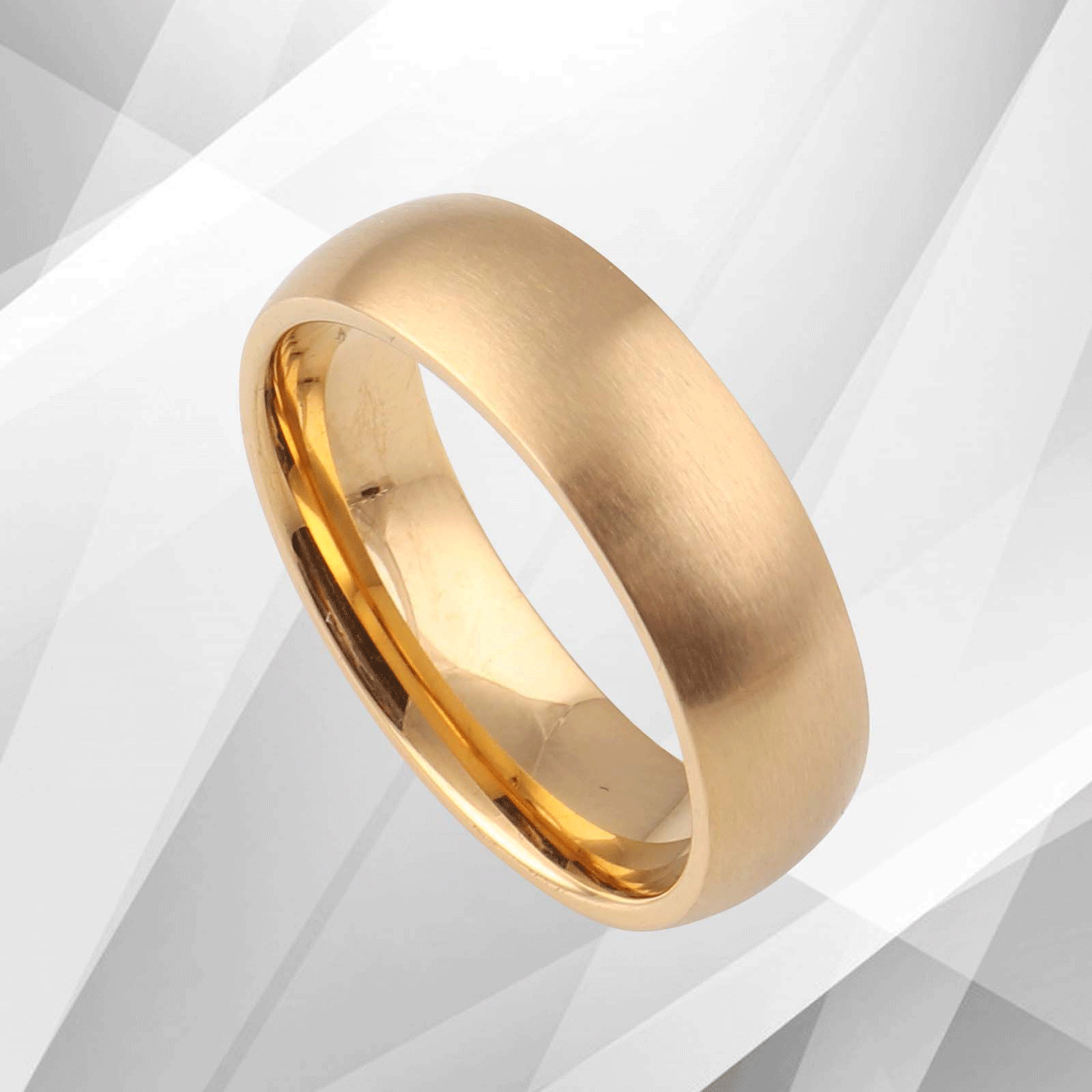 Mens Gents 18Ct Matt Finish Yellow Gold Plating Titanium Engagement.