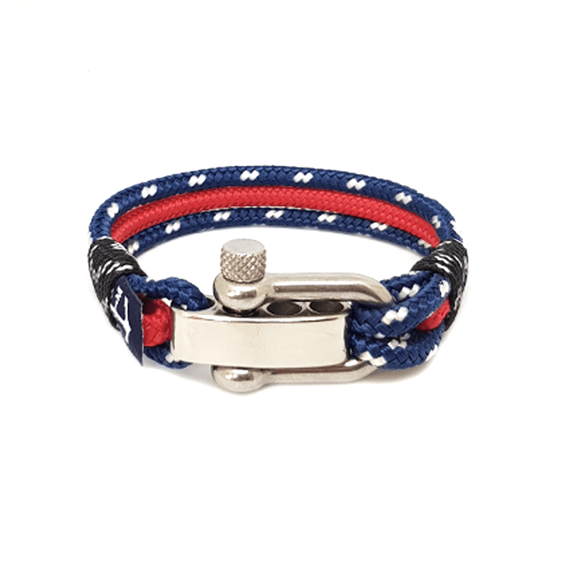 Pulsera náutica roja y azul con grillete ajustable