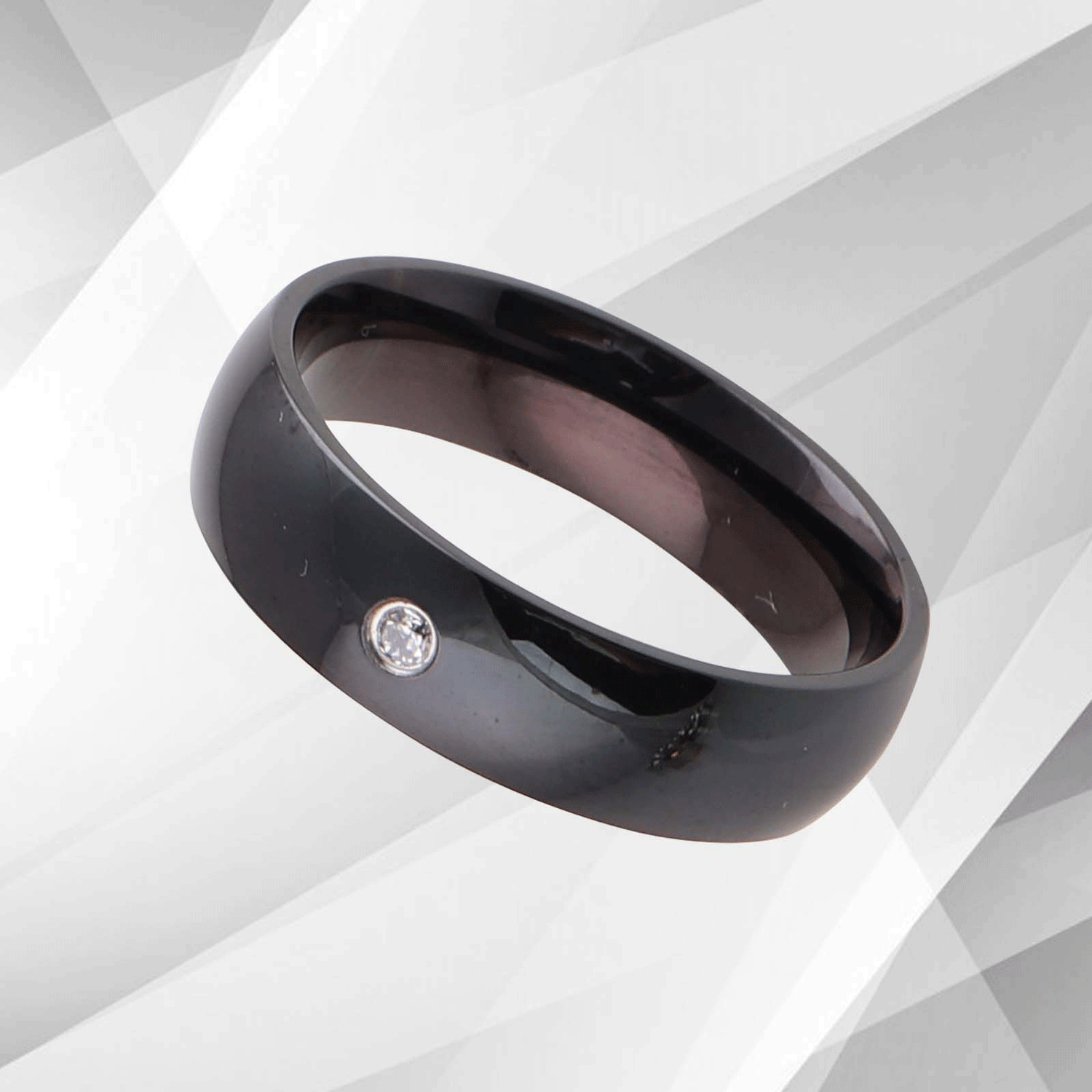 0.35Ct C Z Diamond Ring Anniversary Engagement Black Titanium Band.