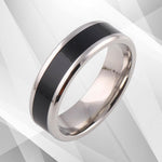 Men’s Flat Shape Titanium Wedding Engagement Male Band Ring 18Ct White.