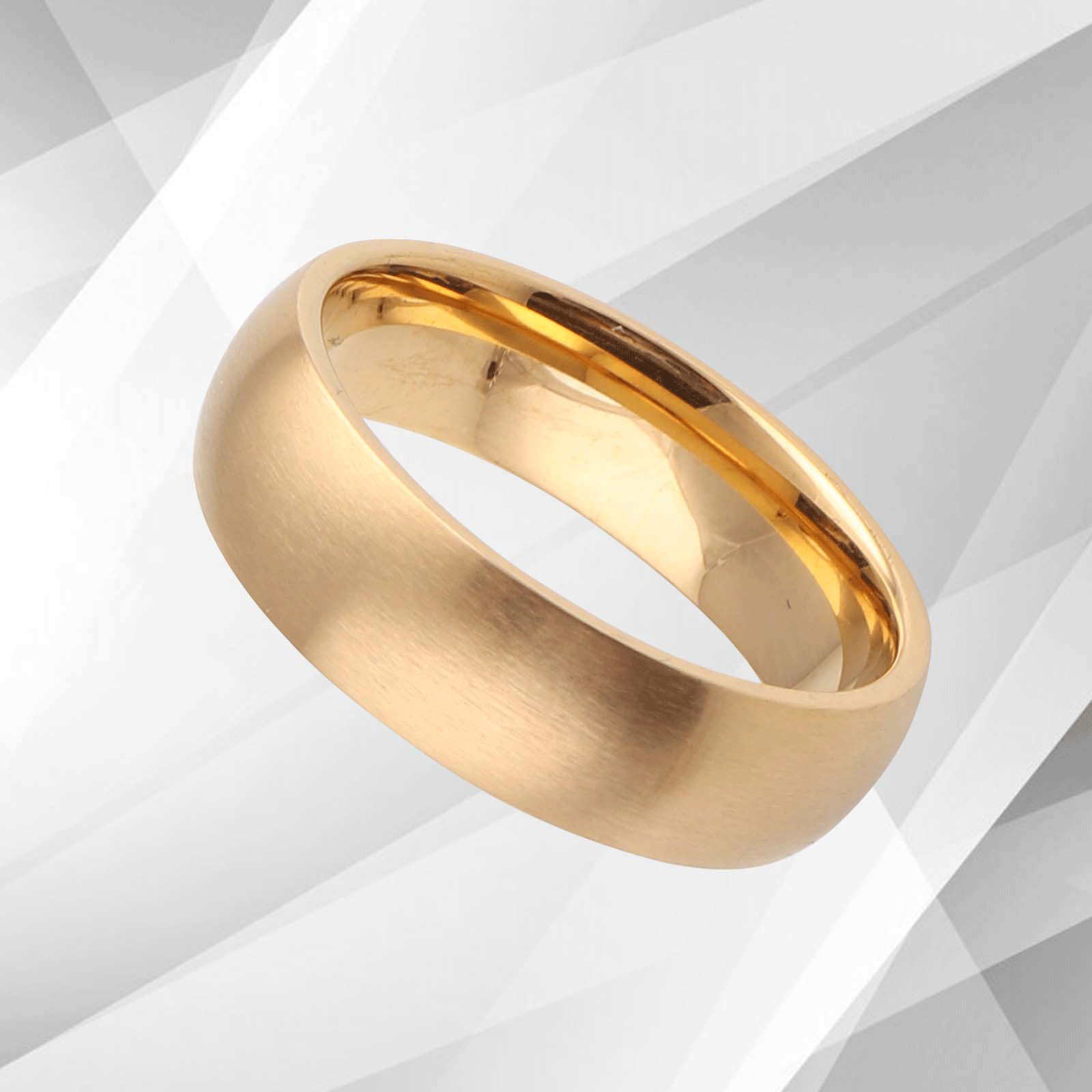 Mens Gents 18Ct Matt Finish Yellow Gold Plating Titanium Engagement.