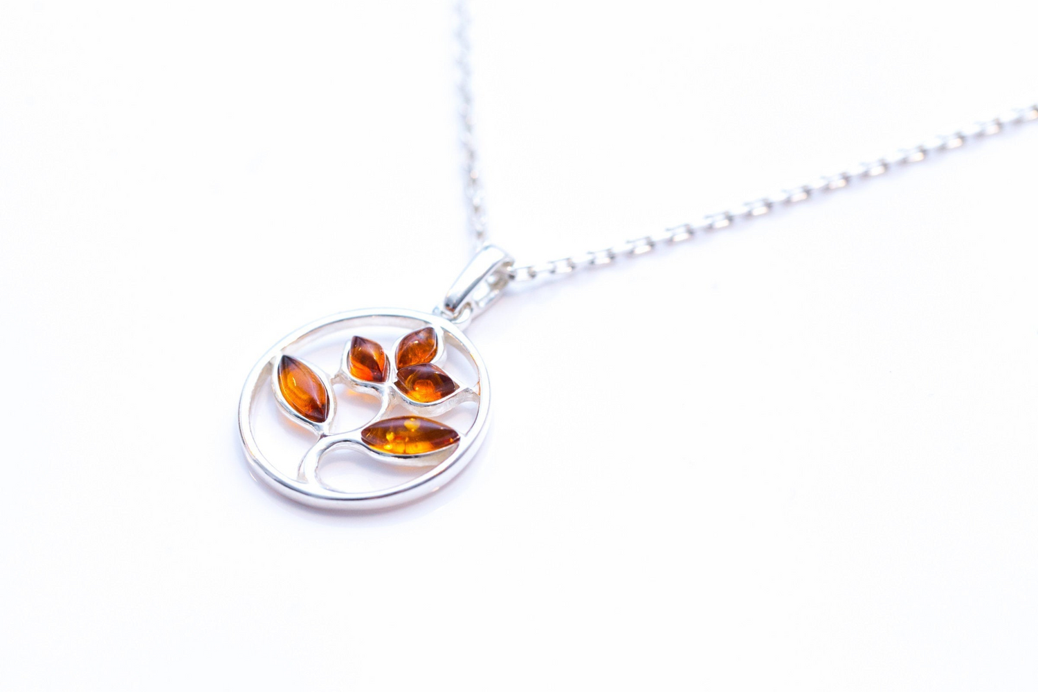 Amber Tree Charm Pendant, Minimal Amber Necklace