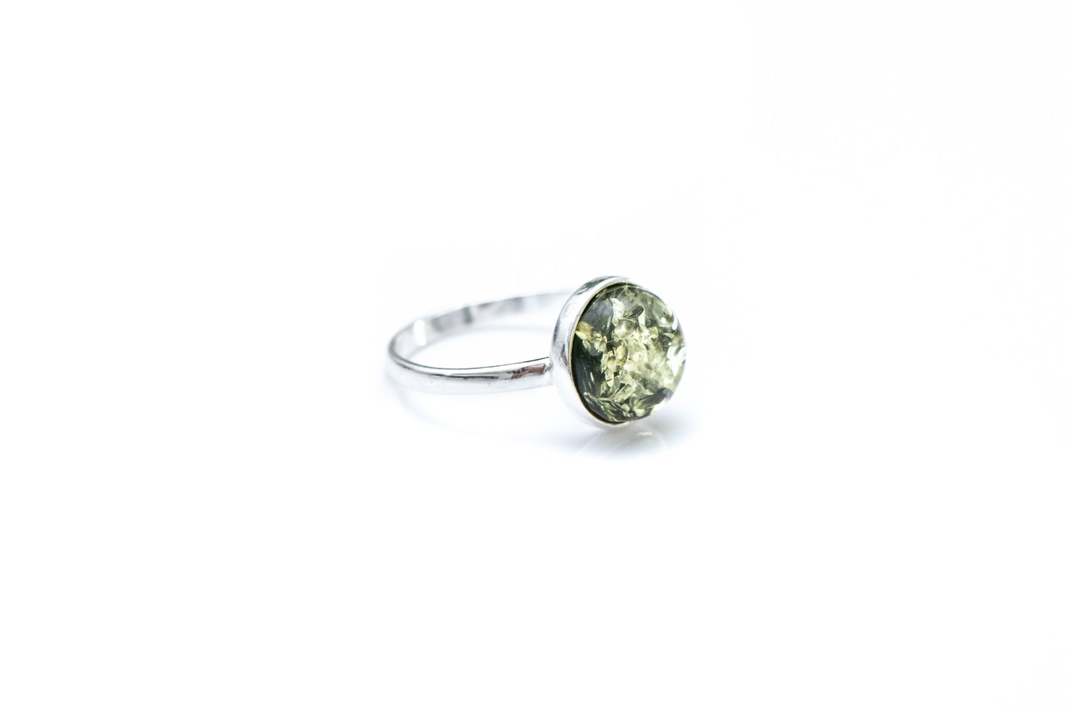 ESSENTIALS Green Amber Solitaire Ring