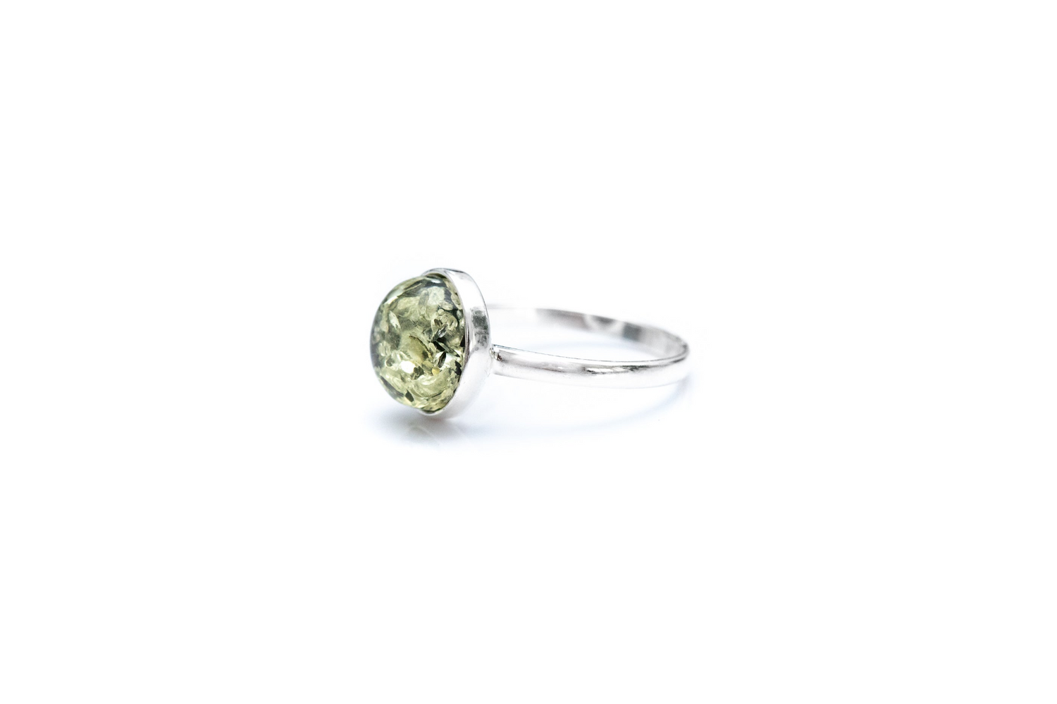 ESSENTIALS Green Amber Solitaire Ring