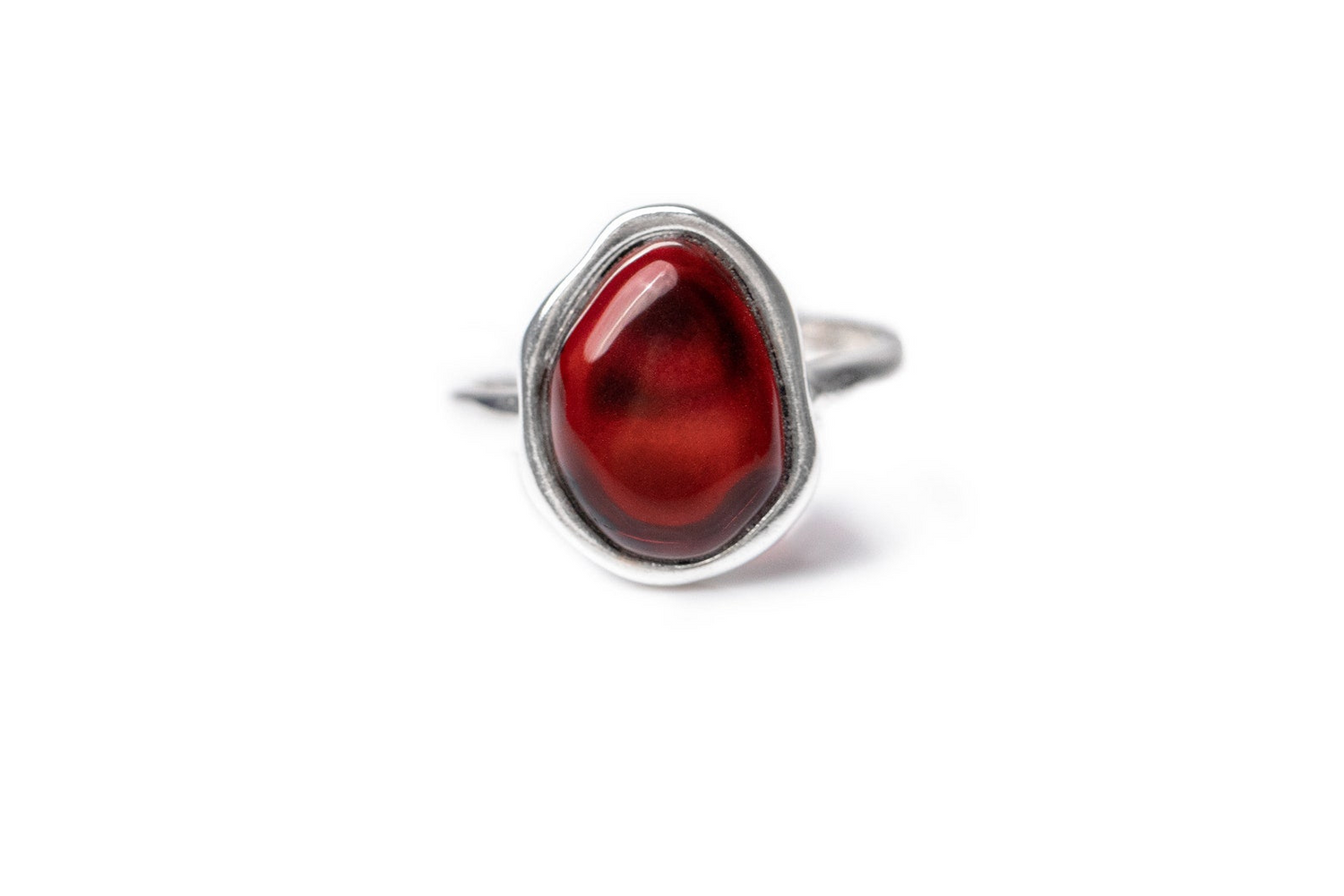 Cherry Amber ELEMENT Solitaire Adjustable Ring