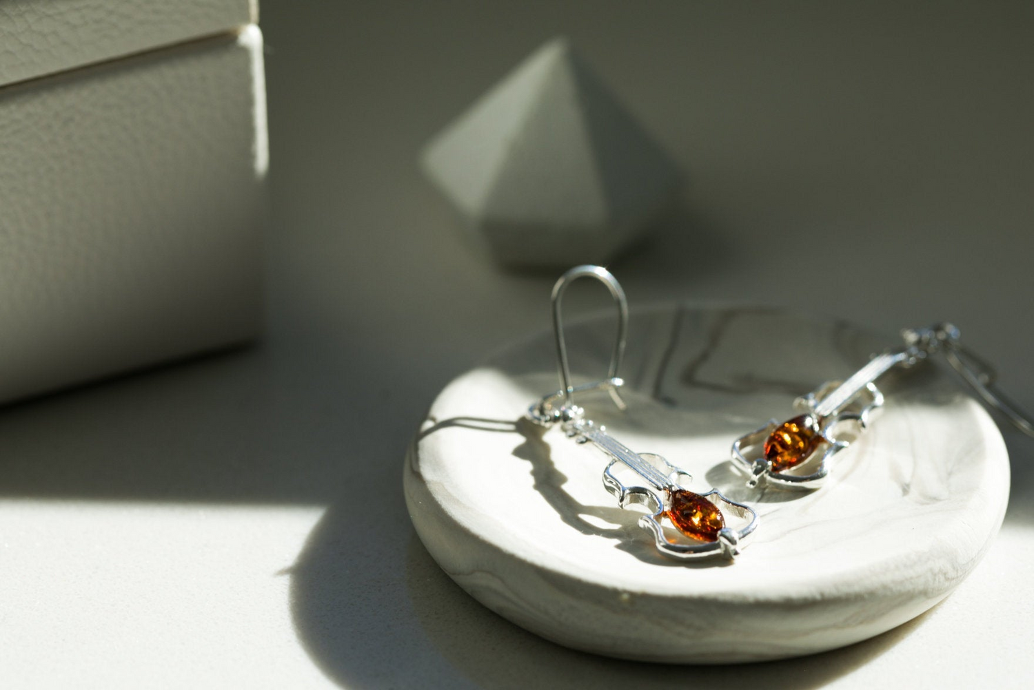 Amber Violin Dangle Earrings