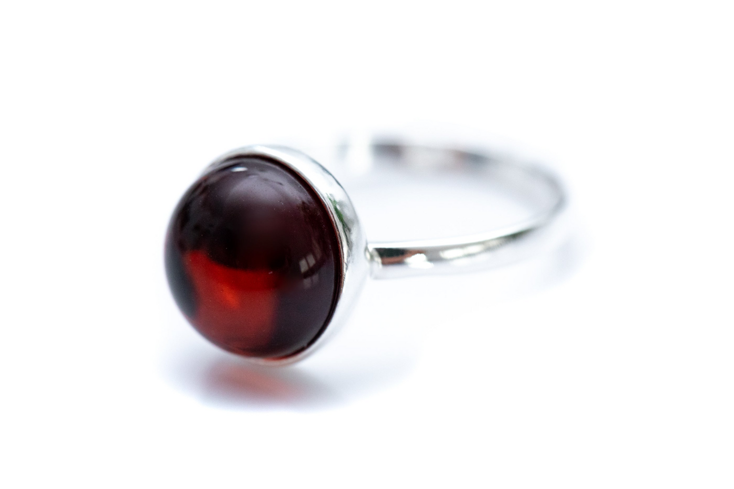 ESSENTIALS Cherry Red Amber Solitaire Ring