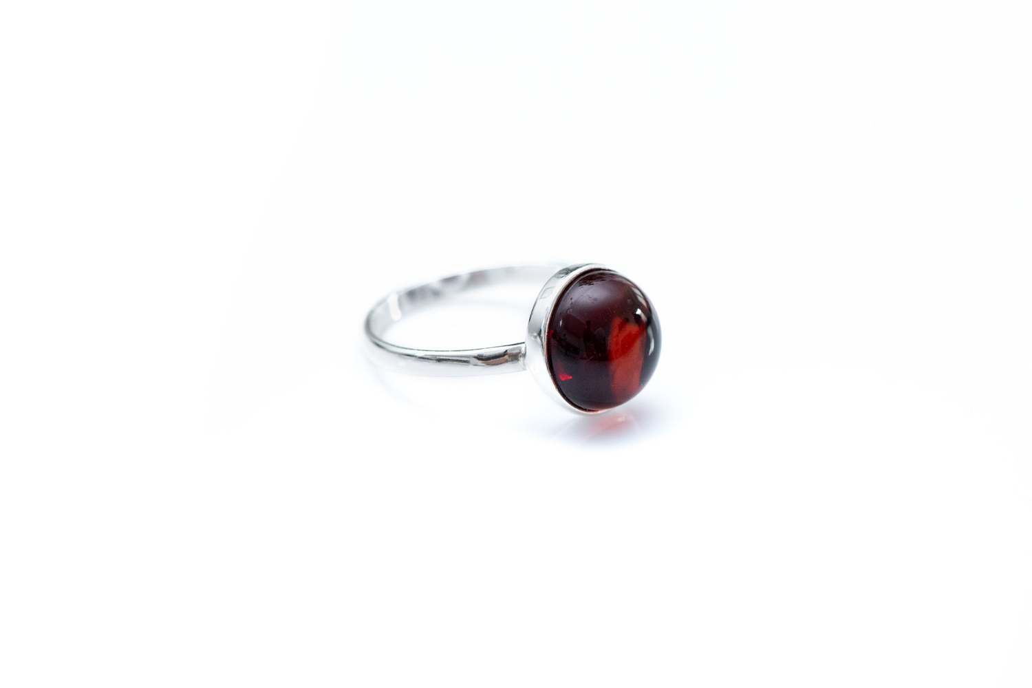 ESSENTIALS Cherry Red Amber Solitaire Ring