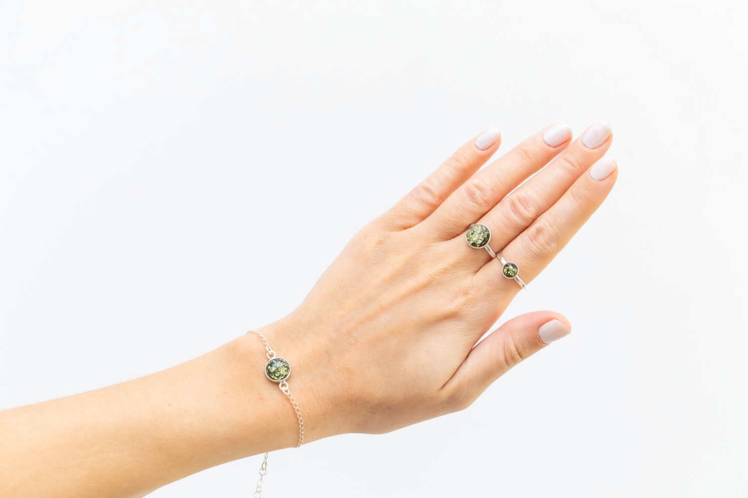 ESSENTIALS Mini Green Amber Stacking Ring