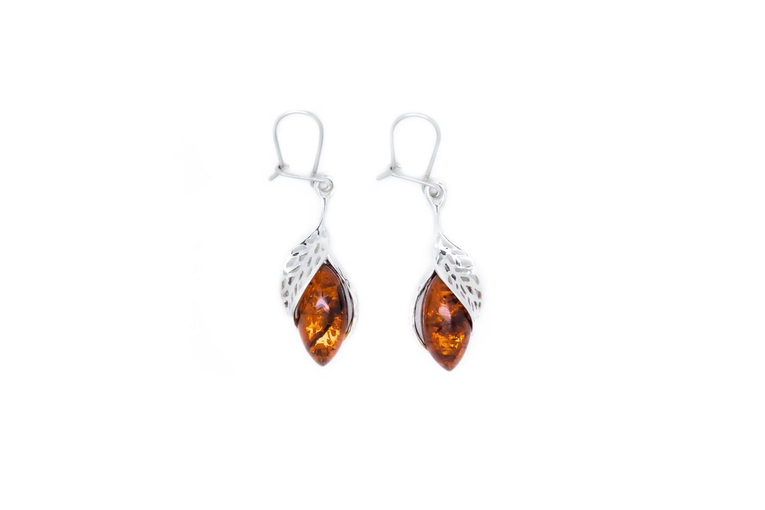 Fancy Top Cognac Amber Earrings