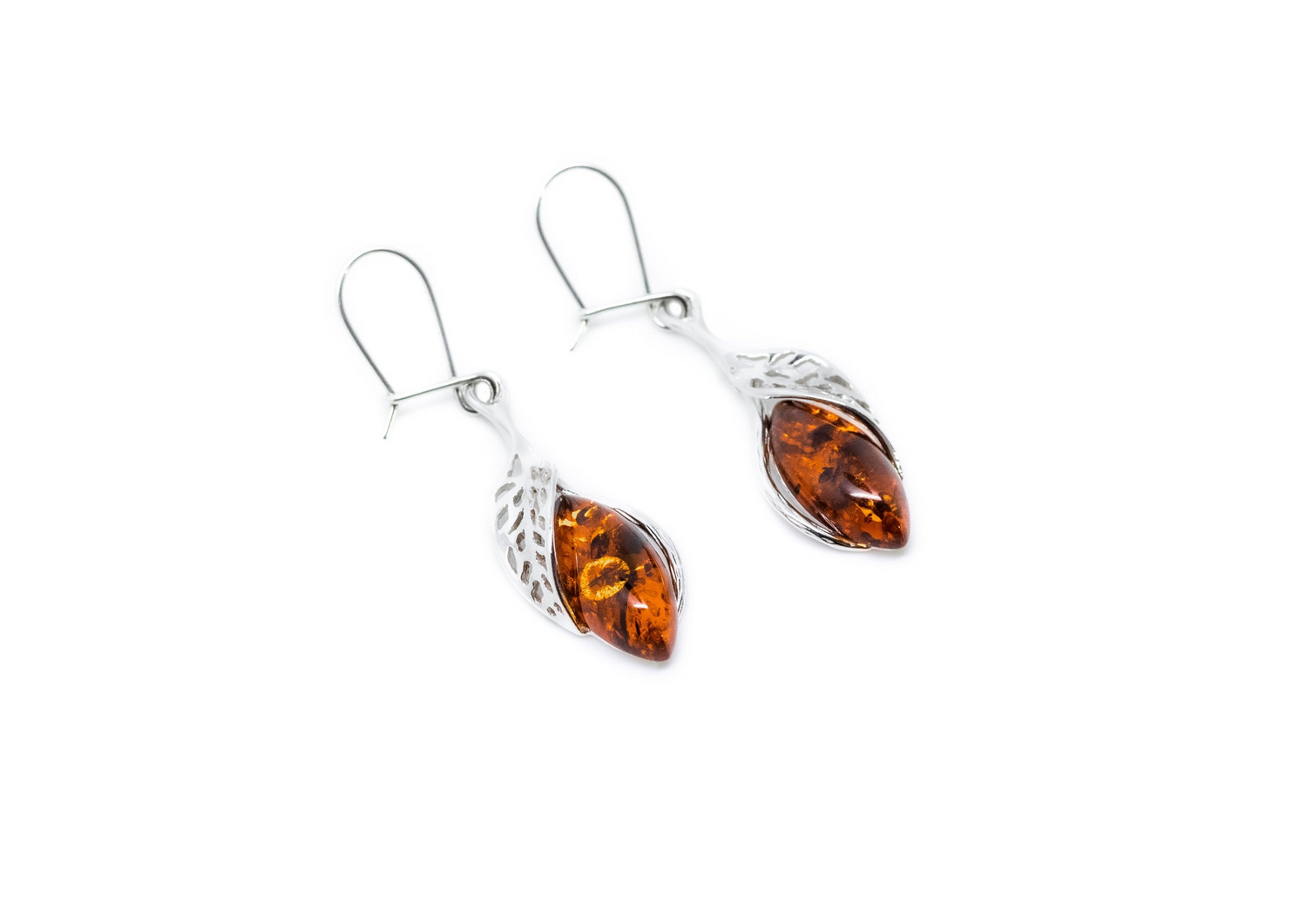 Fancy Top Cognac Amber Earrings