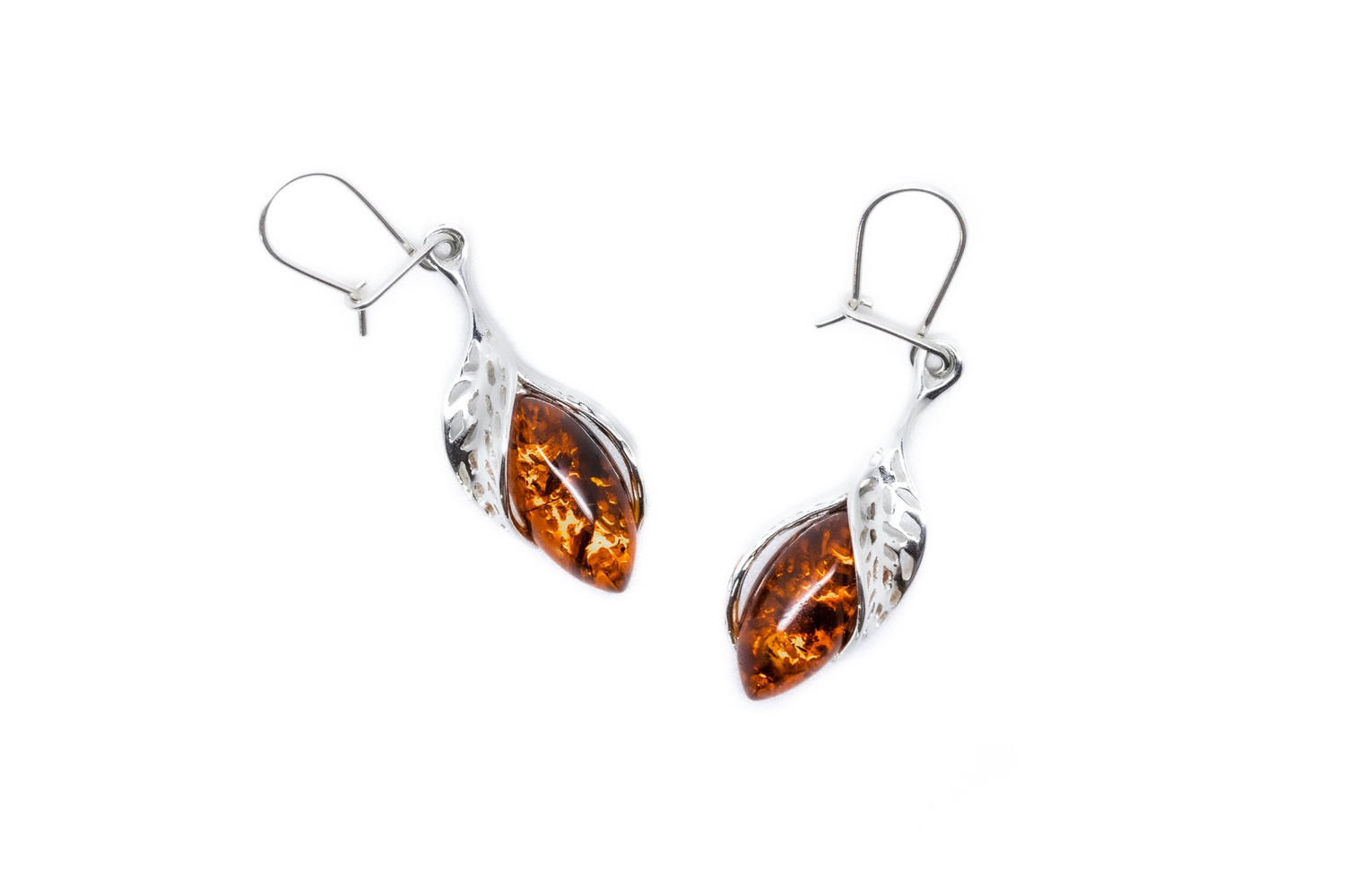 Fancy Top Cognac Amber Earrings