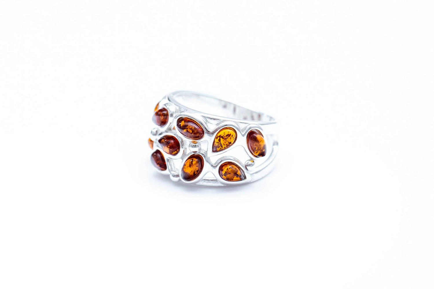 Floral Amber Cuff Ring